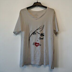 White Graphic V-Neck T-Shirt